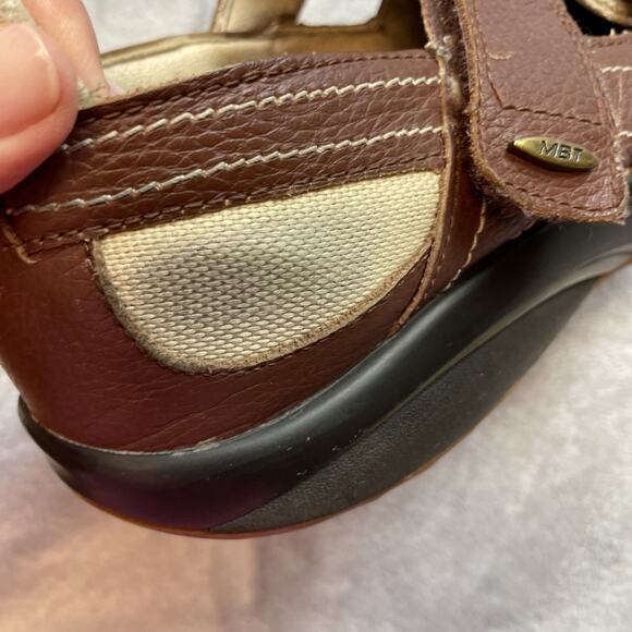 MBT Mens Fumba Fisherman Sandals 10 Brown Leather Vented Hook Loop Grandpa Dad main image 10
